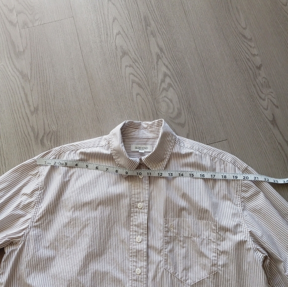 Suzie Kondi Kappa Oversized Button Up Shirt In Poplin Cotton Flax Stripe XS - Picture 10 of 14
